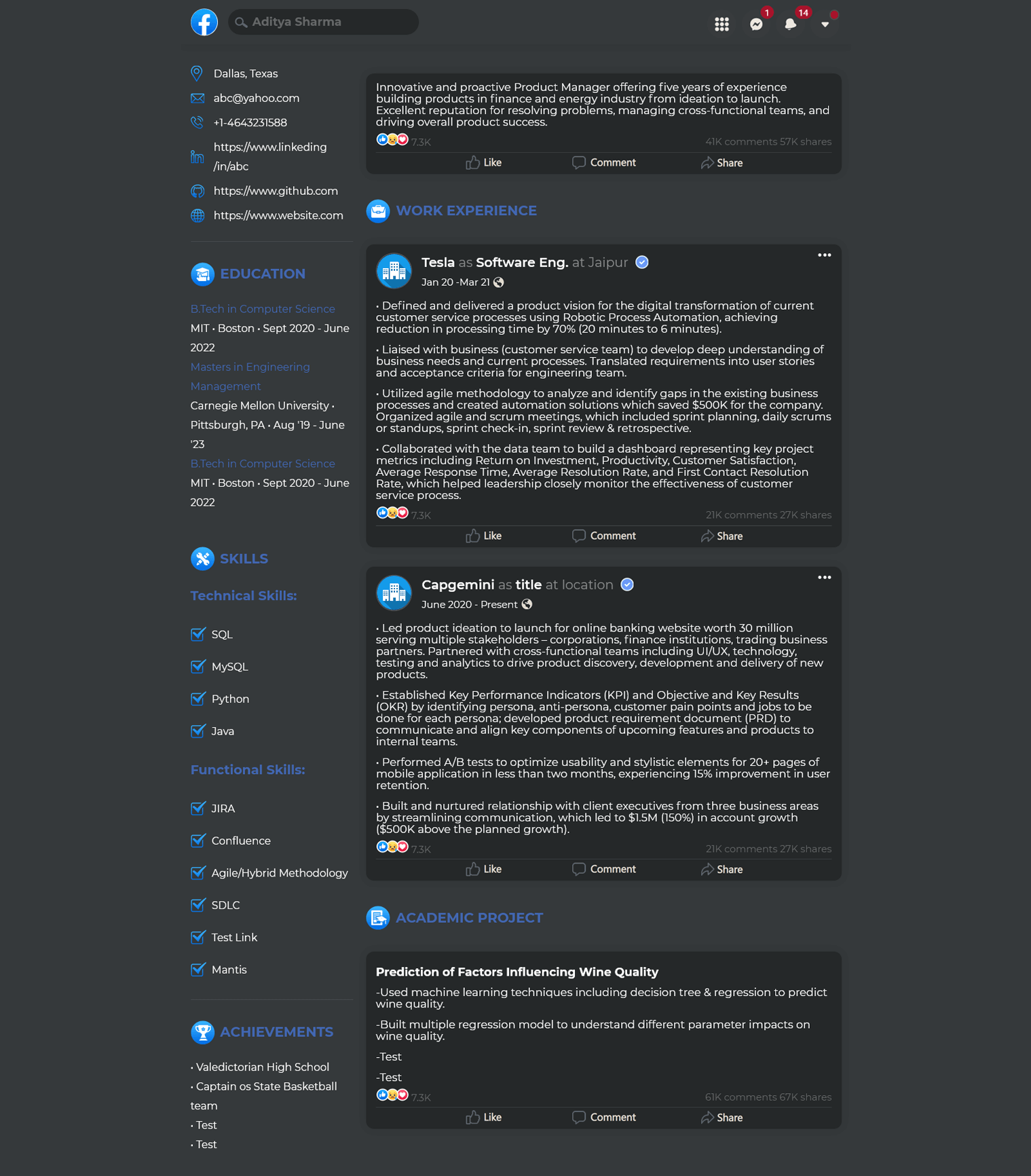 HiCounselor HiCounselor Facebook Dark Version Sample Template