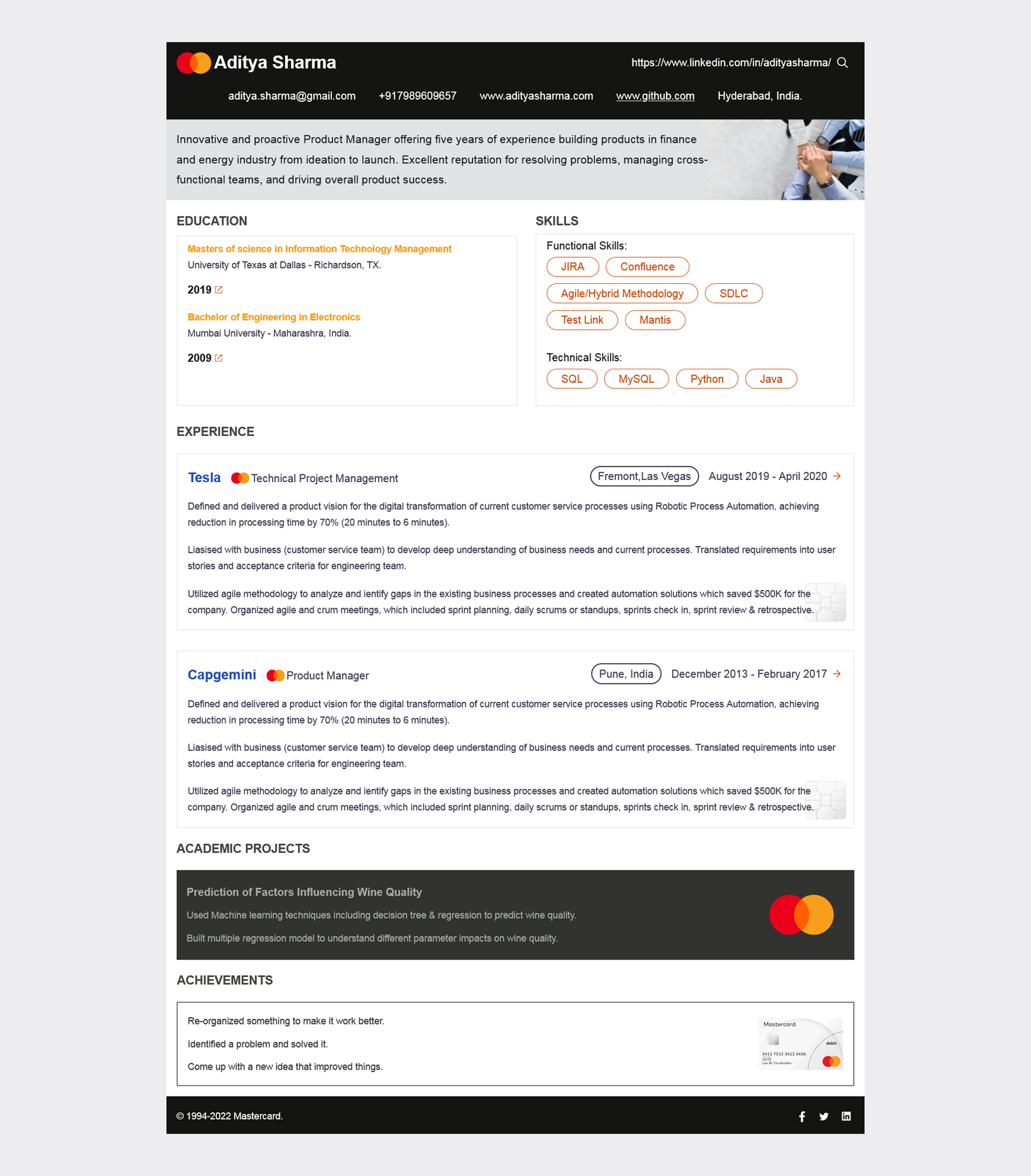 HiCounselor HiCounselor Mastercard Sample Template