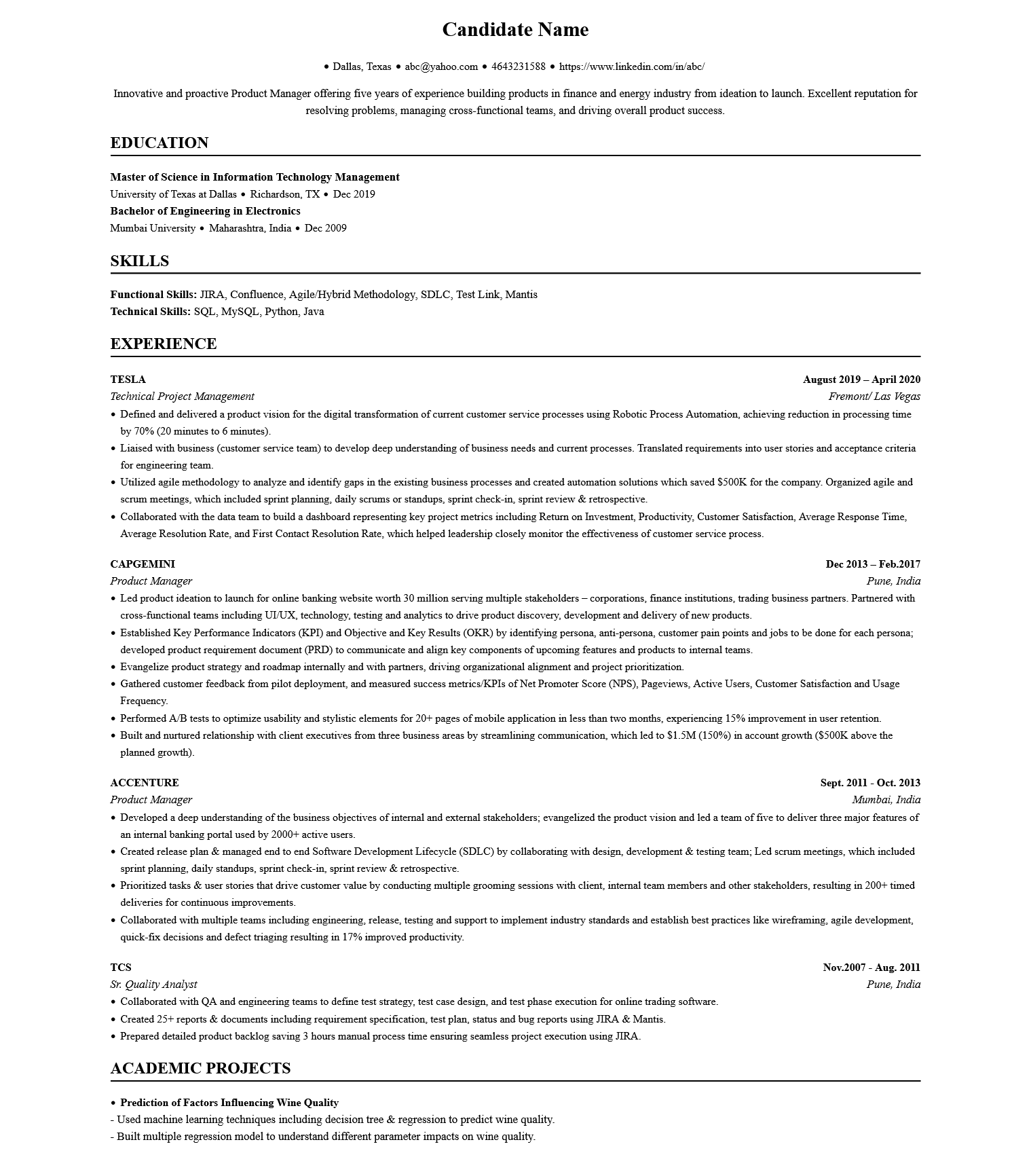 HiCounselor (Experience) Resume Template