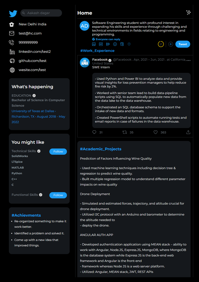HiCounselor Twitter Dark Version Sample Template
