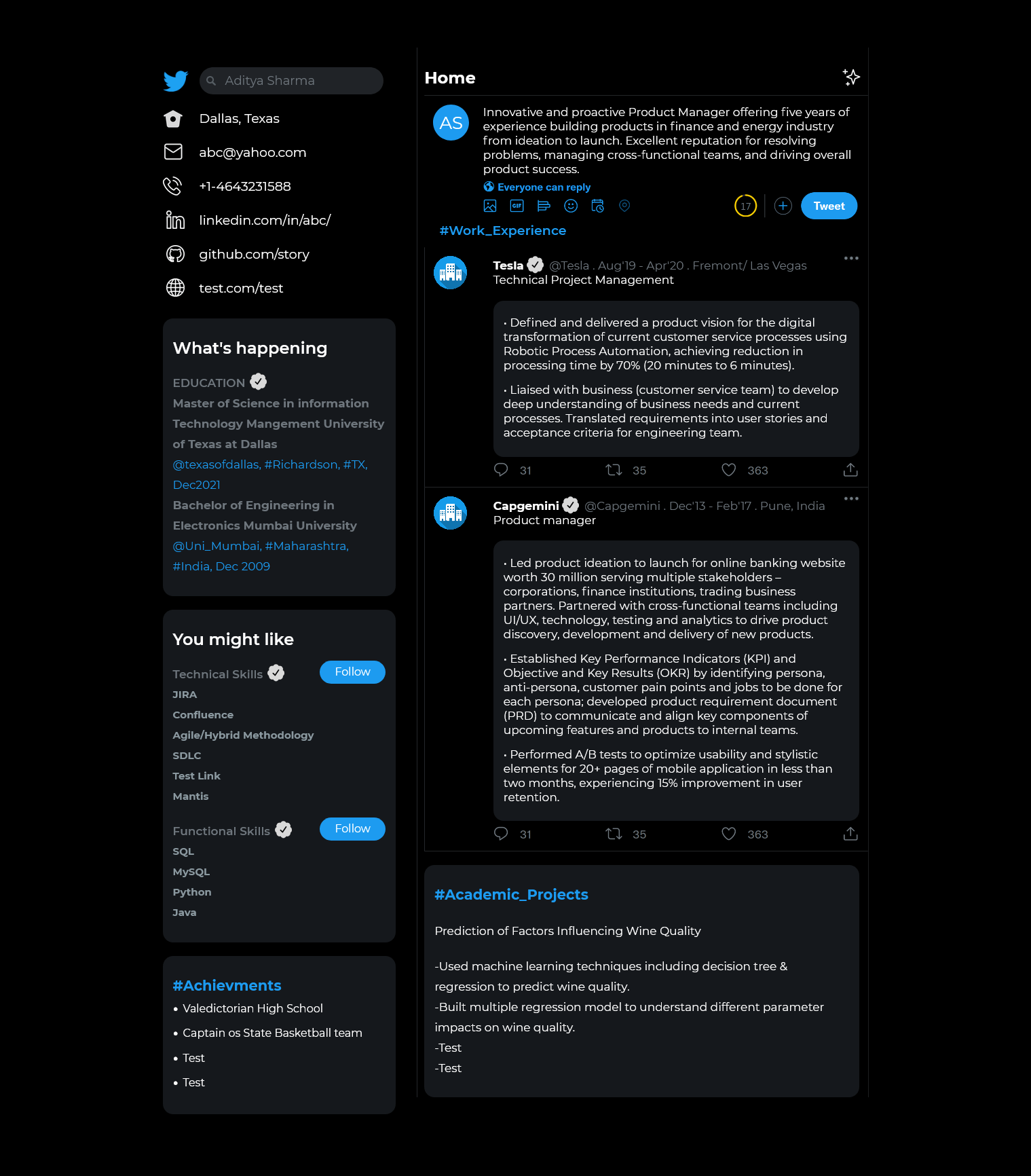 HiCounselor HiCounselor Twitter Dark Version Sample Template