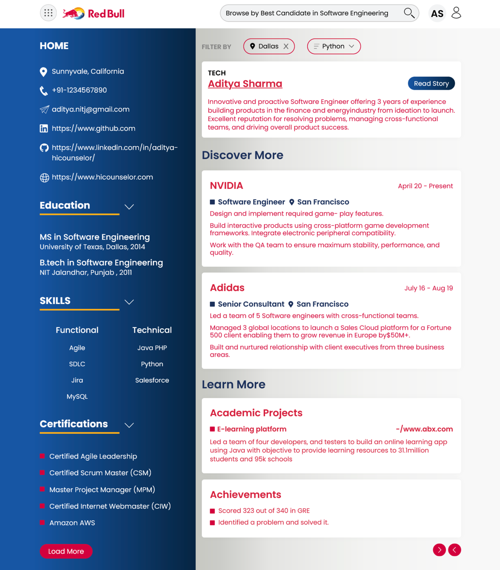 HiCounselor Redbull Resume Template