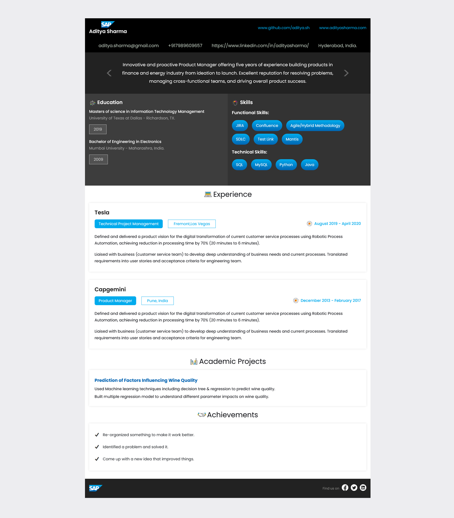 HiCounselor Sap Resume Template