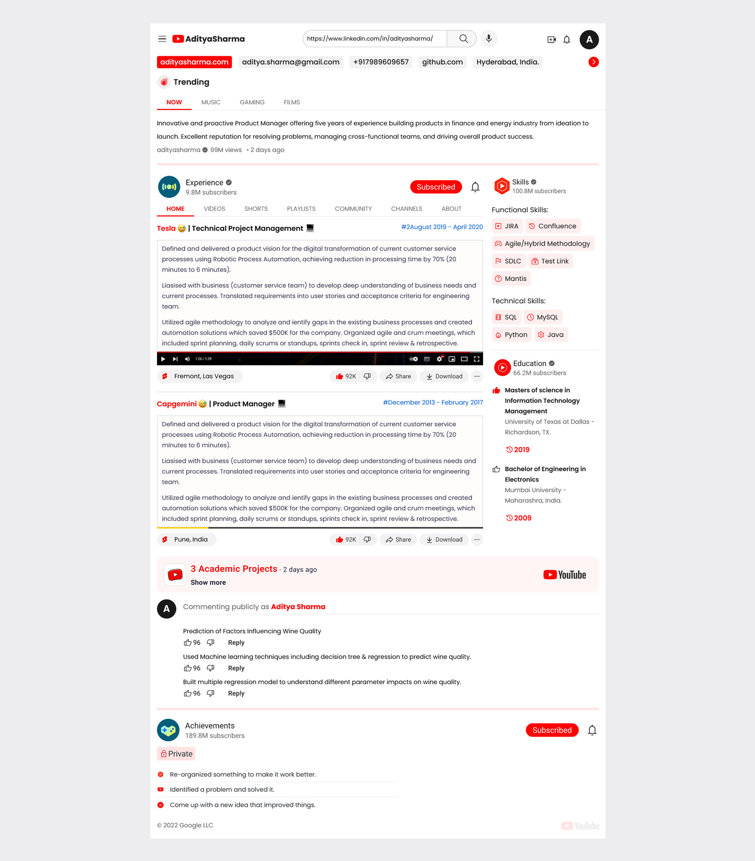 HiCounselor Youtube Light Resume Template